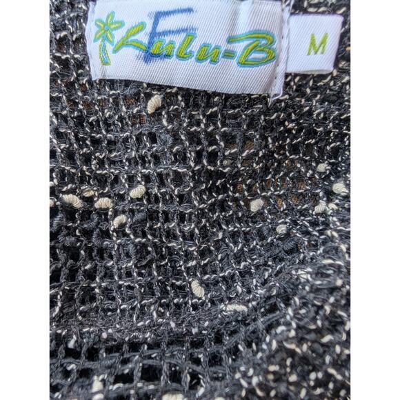 Lulu-B Net Mesh Top Black White M Mermaid Fishnet Coastal Opel Knit Sharkbite - Picture 4 of 4